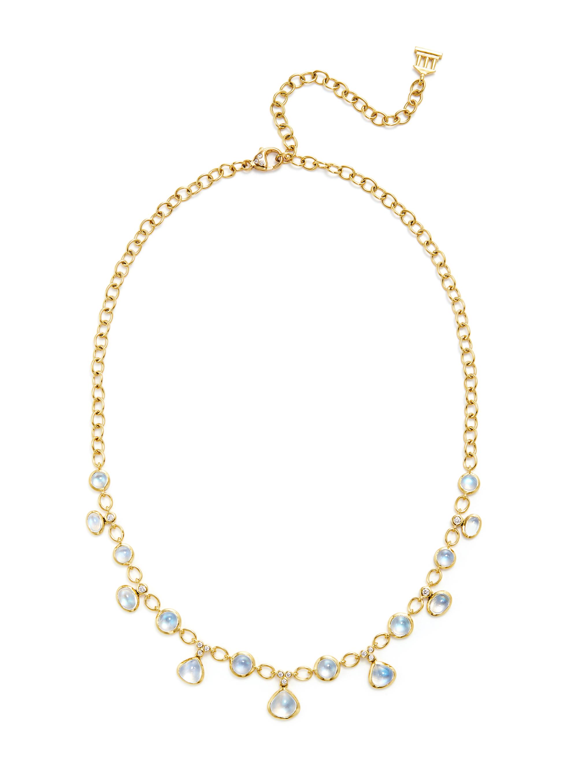 Temple St. Clair Women's Royal Blue Moonstone, Diamond & 18K Yellow Gold Half Bib Necklace - Blue Moonstone