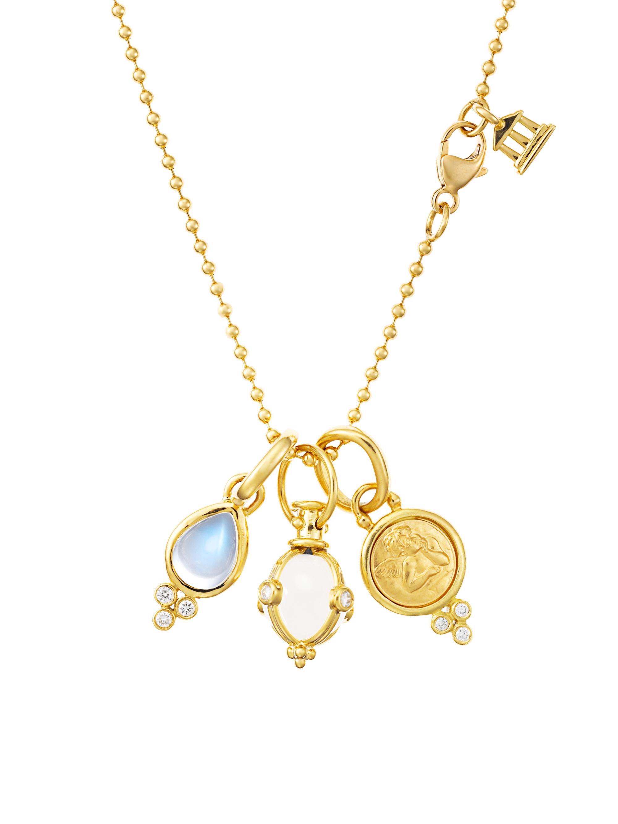 Temple St. Clair Women's Florence86 Rock Crystal, Moonstone, Diamond & 18K Yellow Gold Charm Necklace - Yellow Gold