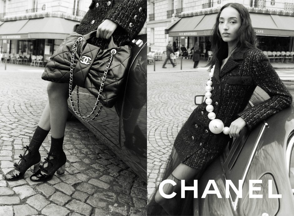 美品　CHANEL シャネル　ツイード　ネイビー　パンツ　ワイド　ストライプ クールビューティー♪【 CHANEL 】ネイビー ツイード ジャケット
